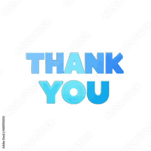 Vector art of the words thank you in blue gradient letters, isolated on a transparent background