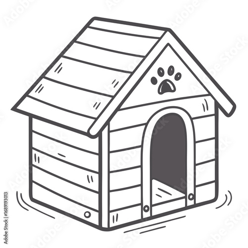 Dog house with paw print kennel pet shelter