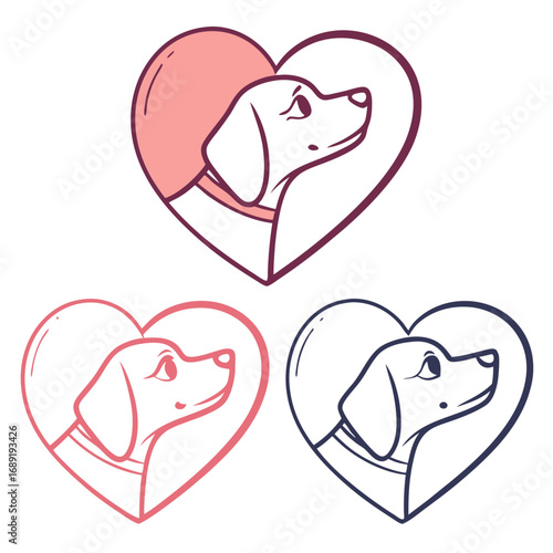 Dog heart icons love