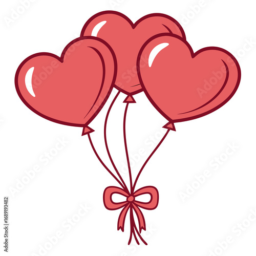 Red heart balloons tied with ribbon red balloons love
