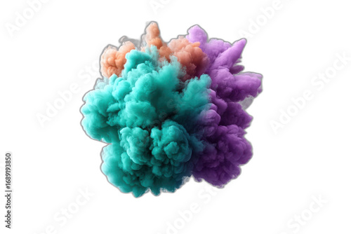 Abstract Explosion of Colorful Smoke with Isolated Background