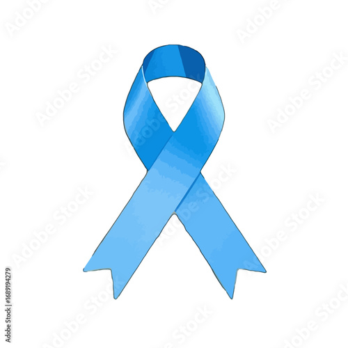 Vector art of a bright blue awareness ribbon, symbolizing hope and support for various causes like prostate cancer or child abuse prevention