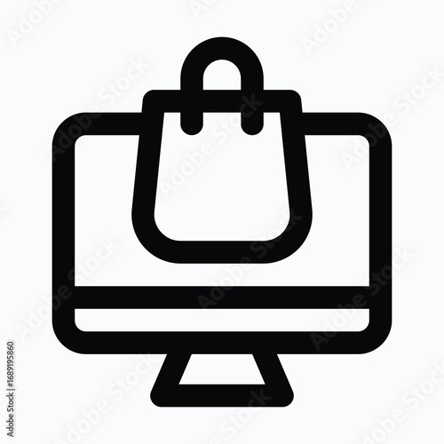 Desktop shopping isolated vector lineal style icon