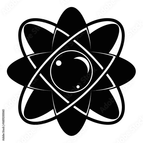 Modern Orbital Bloom Line Art Black Silhouette Vector Design