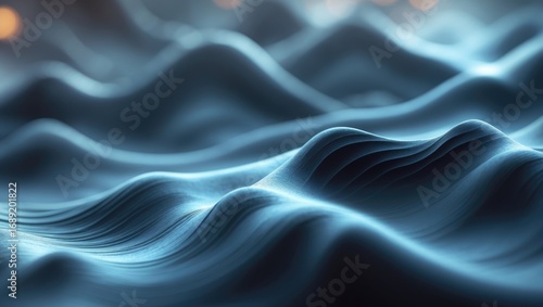 Wallpaper Mural Wavy blue abstract surfaces with smooth flowing lines and lighting effects. Modern digital design. Artistic fluid shapes. Background for technology or science themes. Torontodigital.ca