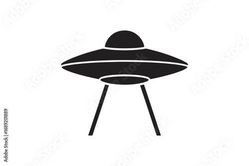 Simple UFO Silhouette Vector Graphic Black Flying Saucer Icon Isolated