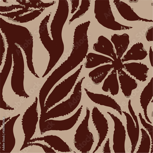 The modern blue of floral textile tropical bicolor grey and blue flower and leaves miniprint flowers geometric textile for clothes. A Seamless hand drawing pattern.
