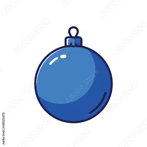 Blue christmas ornament hanging, sparkling, ready to decorate a tree during the holiday season, evoking a festive and joyful mood.