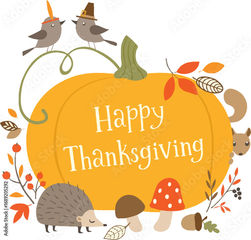Thanksgiving Day cute cartoon pumpkin element vector illustration