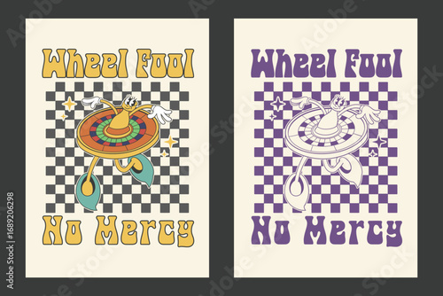 Retro Roulette Cartoon Wheel Fool No Mercy Illustration