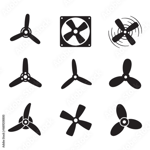 Fan and propeller icon vector set