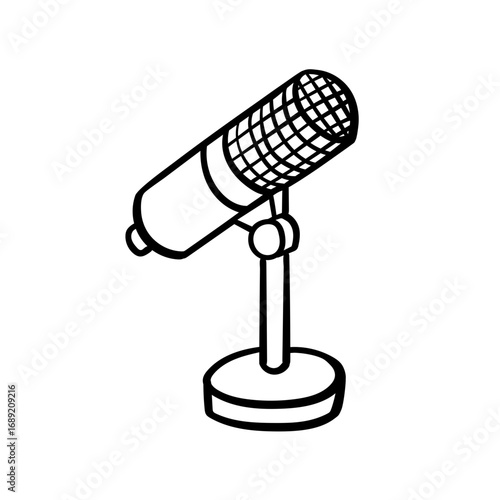Hand drawn microphone. Microphone doodle illustration.