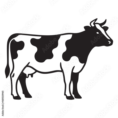 Cow silhouette vector farm animal illustration icon