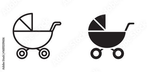 Baby stroller icon set . Simple baby carriage icon, vector illustration .