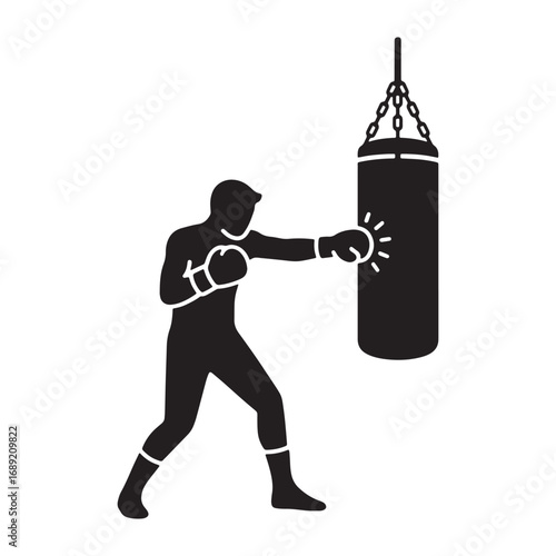 Boxer punching bag icon vector illustration