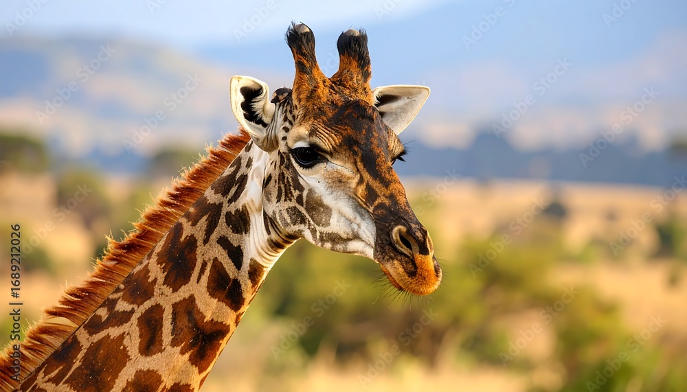 Obraz premium Giraffe portrait in savanna (2)