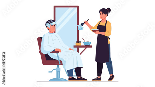 Skilled hairstylist meticulously cuts and styles a client s hair in a modern salon setting