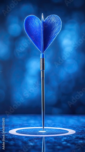 Blue Dart Perfectly Hitting Bullseye of Target Symbolizing Accuracy and Success