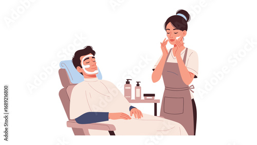 Skilled barber applying shaving cream to a relaxed client in a vintage barber shop setting