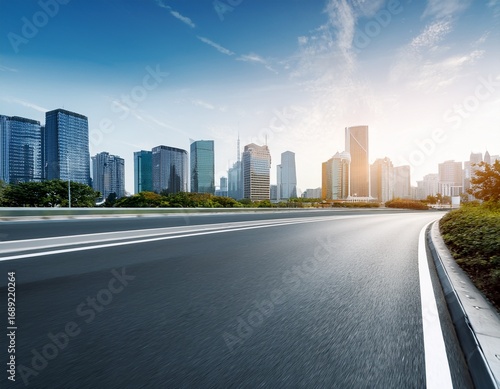 clean road with modern buildings background