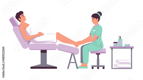 Professional pedicure service a client relaxing in a spa chair while a technician cares for their feet