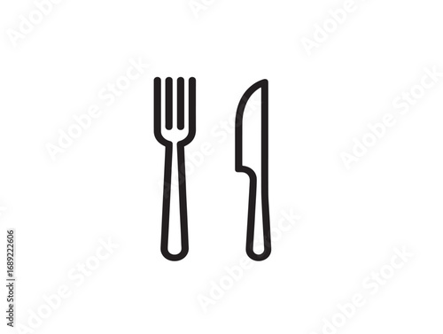 Minimalist fork and knife icon stylish vector outline