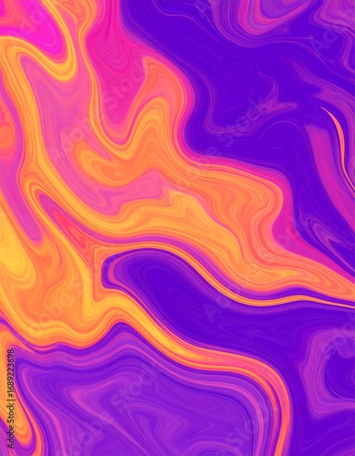 Abstract vibrant fluid swirls in pink, orange, and purple