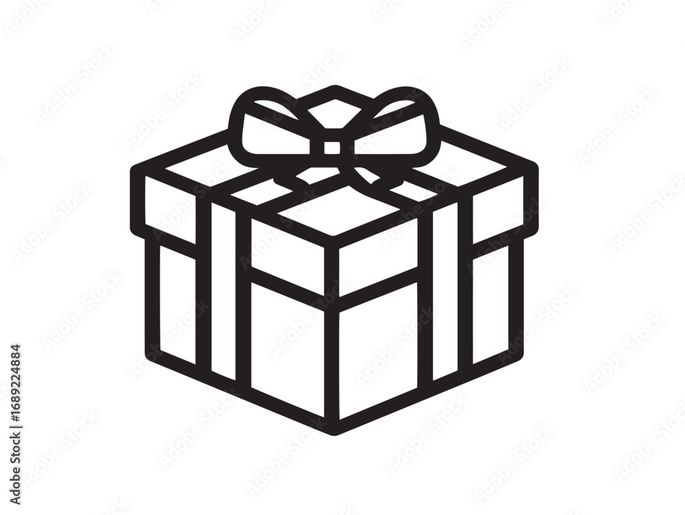 Obraz premium Minimalist present box outline in stylish thin vector art