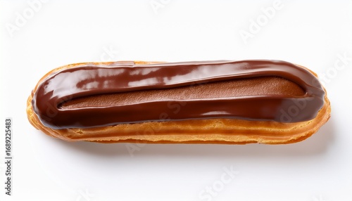 Wallpaper Mural single chocolate eclair isolated on pure white background for culinary and food photography needs Torontodigital.ca