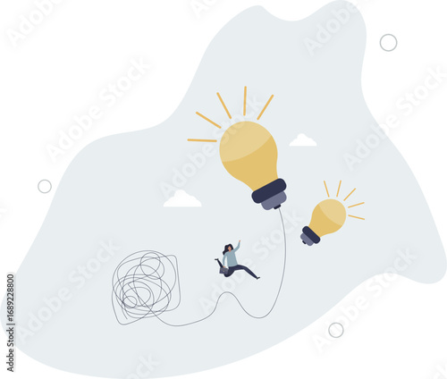 Simplify idea to find solution, thinking process or creativity to solve problem, discover easy way to understand concept.life and employment of people.