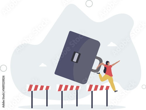 Overcome obstacle or challenge, success journey or aspirations, determination, progress or effort to overcome difficulty concept.life and employment of people.