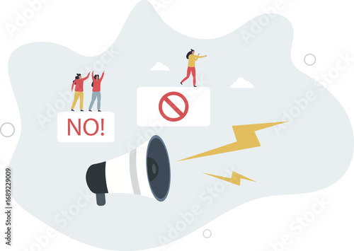 Employee protest, work strike or people demonstration, social gathering, activism protest for civil right, democracy or politic concept.life and employment of people.