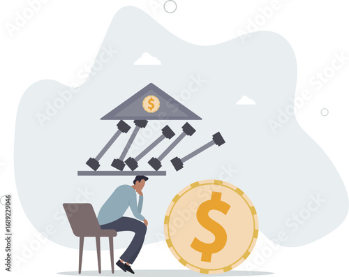 Banking collapse or bank run, financial crisis or bankruptcy problem, stock market crash or credit risk, failure or investment failure concept.life and employment of people.
