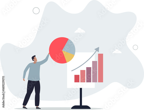 Present company growth, boost profit or increase revenue, success investment or growing sales, report or improvement statistics concept.life and employment of people.