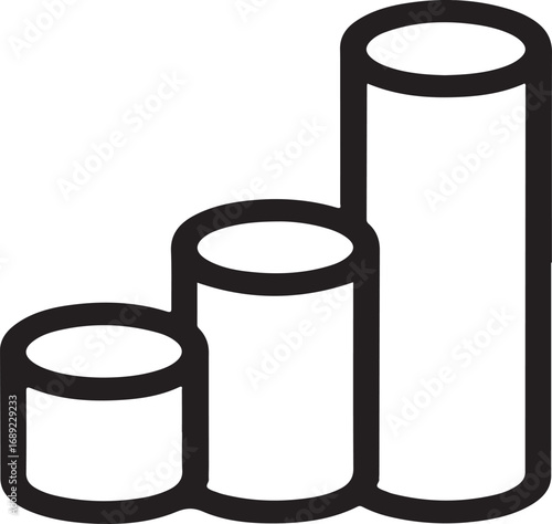 Three ascending cylindrical shapes graph chart