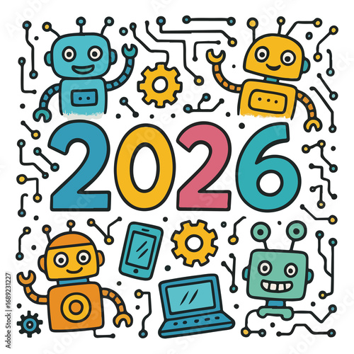 Robot Technology 2026 Illustration - AI & Futuristic Innovation