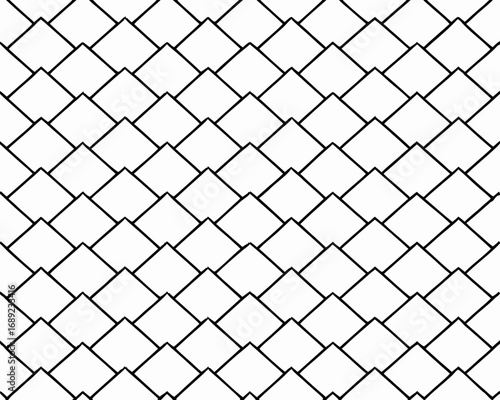 Seamless geometric pattern of overlapping diamond shapes in black and white