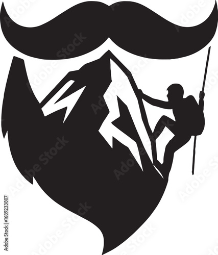 No shave november bearded mountain climber silhouette logo