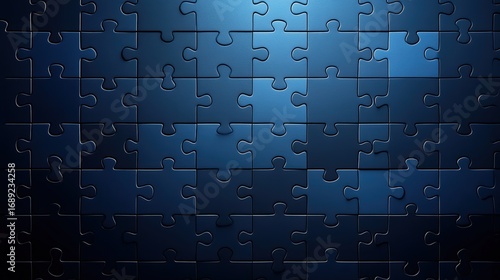Deep Blue Textured Puzzle Pieces Forming a Seamless Grid with Subtle Lighting