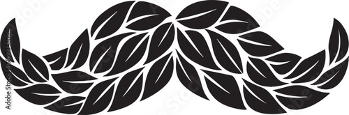 Artistic black and white leaf mustache design