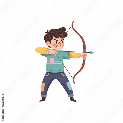 Illustration of a Young Man with Bow