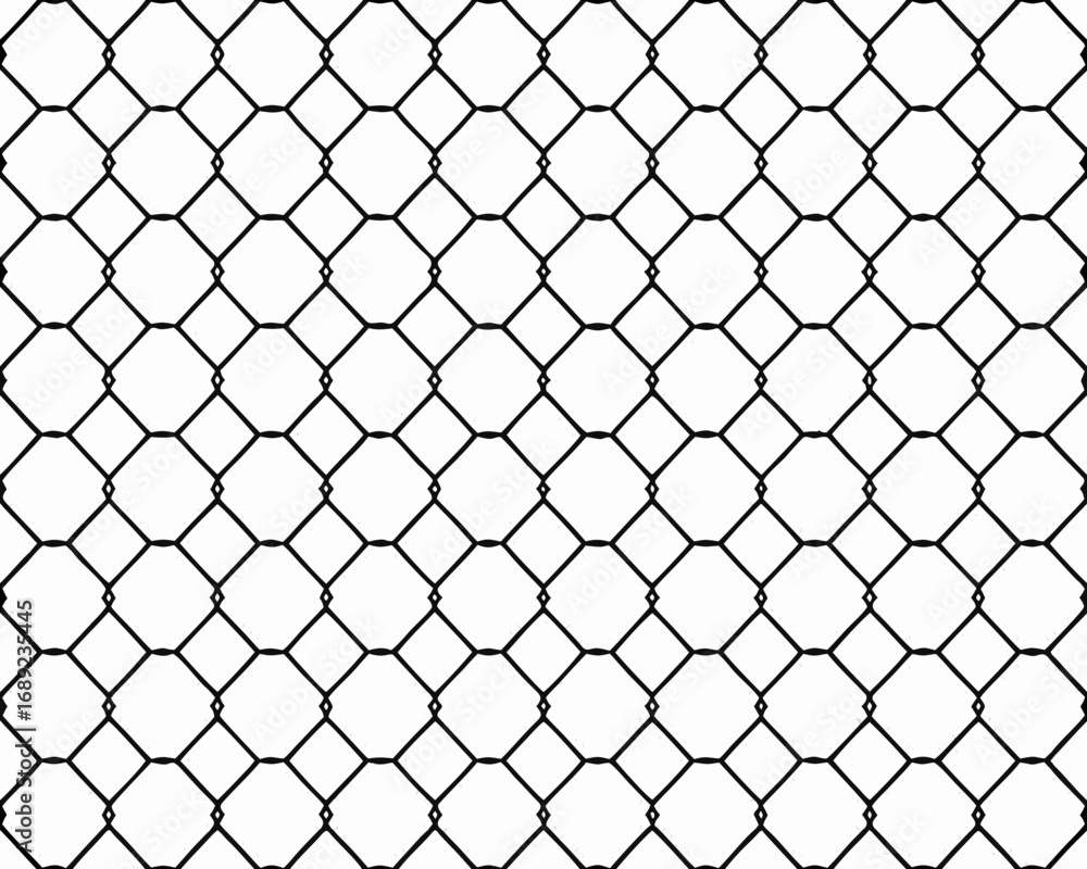 Fototapeta premium Seamless black chain link fence pattern on white background