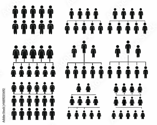 Collection of family tree and organizational chart icons