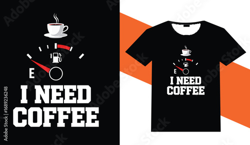 Robot needing coffee graphic design for t shirts