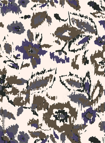 Blurry Motion Watercolor hand drawn botanical background made of meadow flowers. Blur texture. Defocused floral seamless pattern. Fashion design for textile,