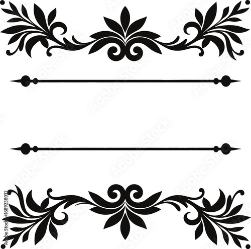 Elegant floral ornate dividers for decorative text and page design elements white background