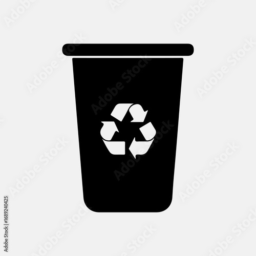 Recycle Bin Symbol Flat Icon Set Single Black Silhouette Art
