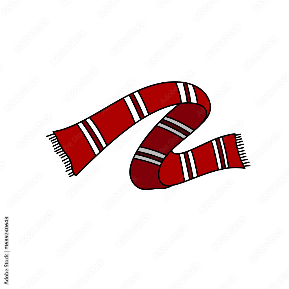 Obraz premium A red and white striped scarf is shown in a cartoon style
