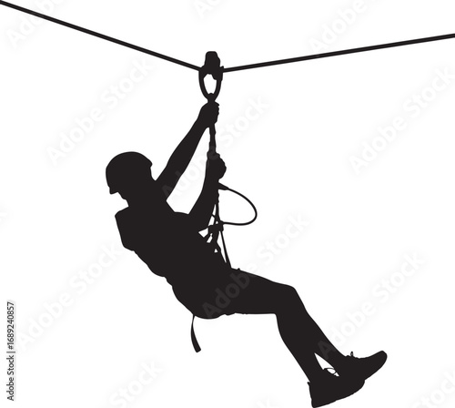 Zipline Silhouette Adventure Activity Extreme Sport Cable Ride Thrill Seeker Suspended Fun
