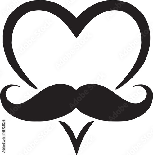 Heart mustache silhouette for no shave november awareness